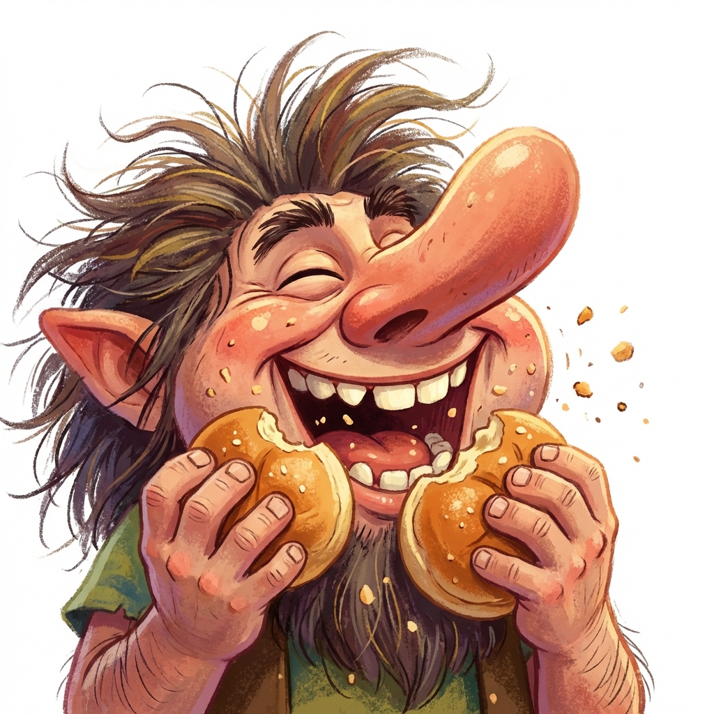 Glad bolletrold der spiser boller